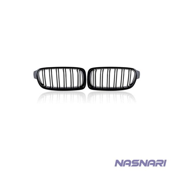 image of BMW 3 Series F30 2012-2018 Gloss Black Double Slat Grilles