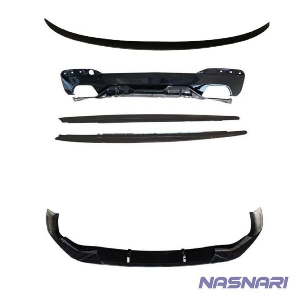 image of BMW 5 Series G30 LCI M Sport 2020-2023 Gloss Black M Performance Aero Front Splitter, Side Skirt Extensions, Rear Diffuser, Boot Spoiler